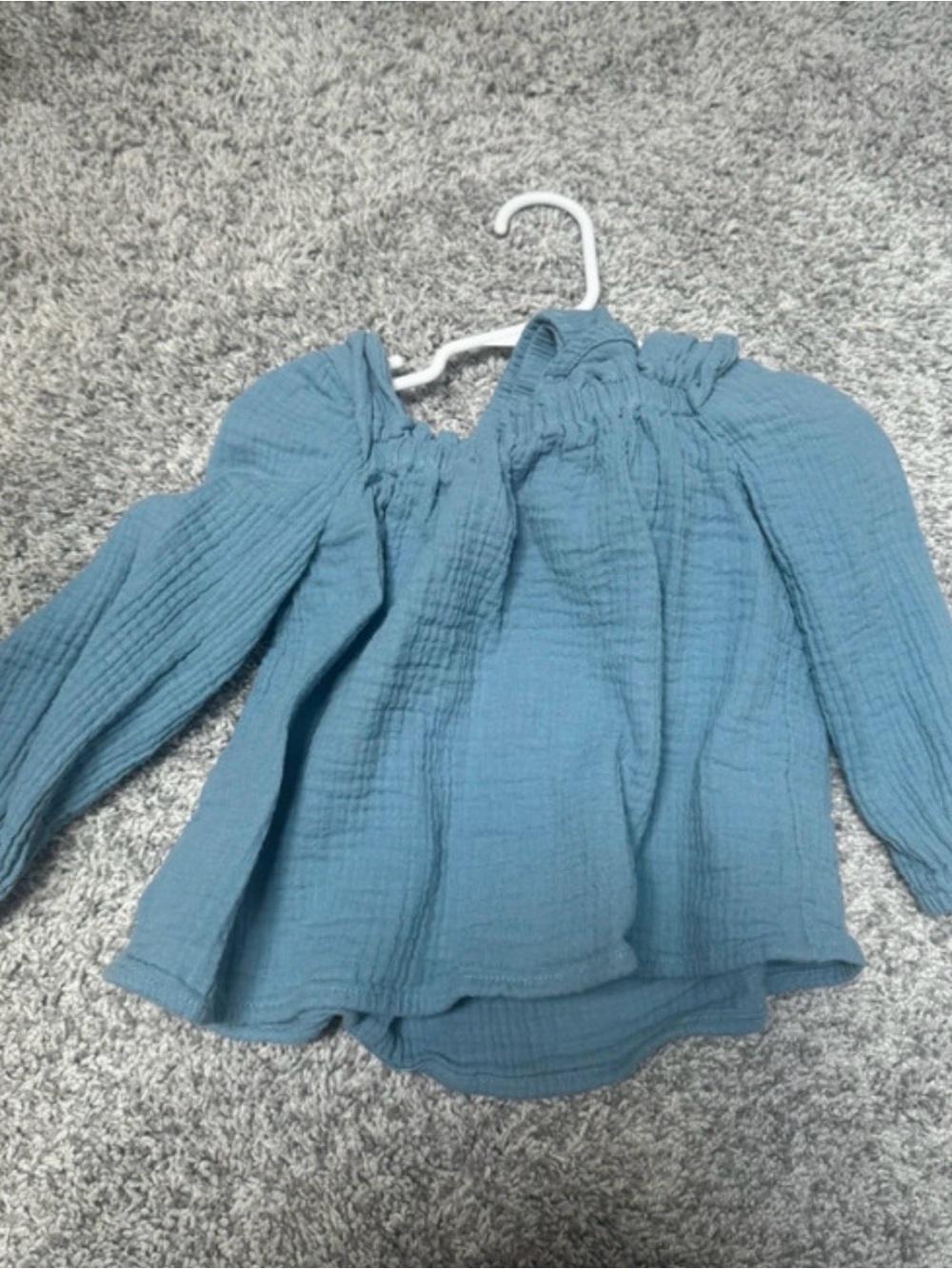 Girls' Blue Long-Sleeve Peasant Top and Bottom Set